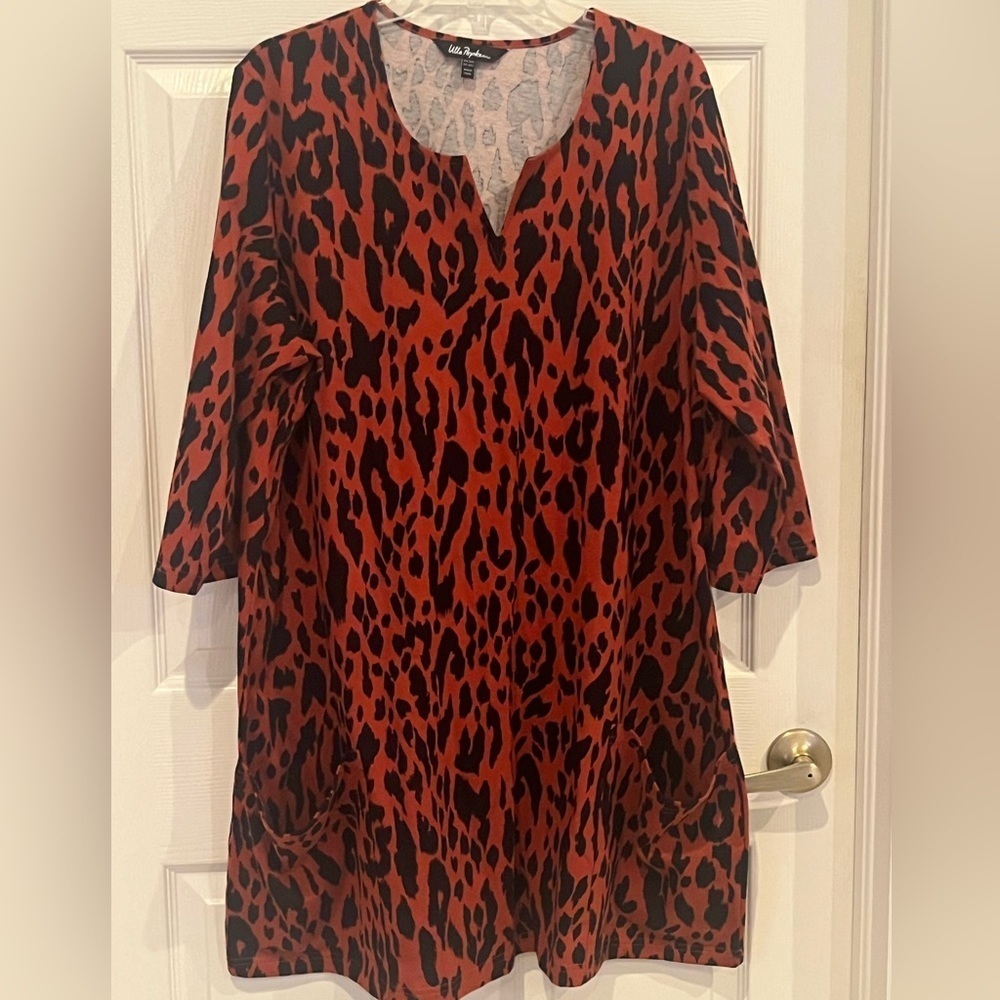# Long Animal print tunic w/3/4 sleeves by Ulla Popken - 20/22